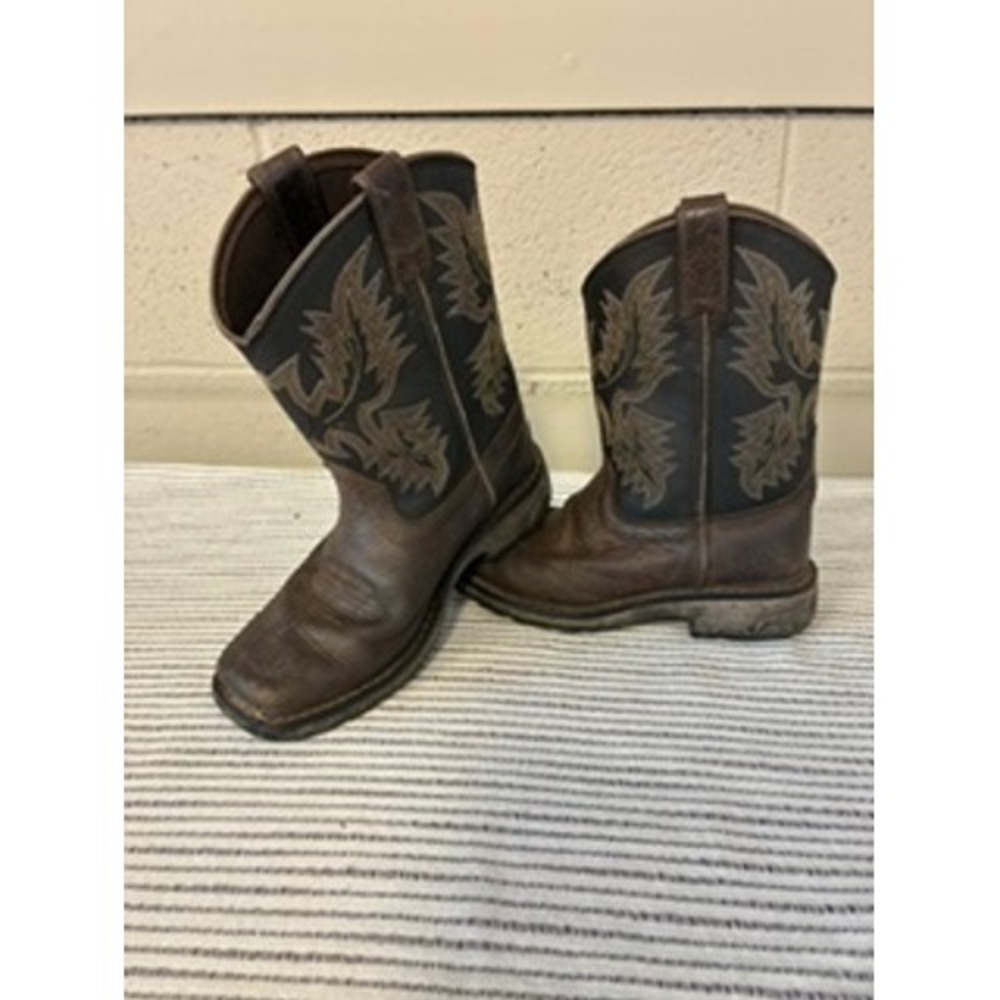 Ariat Toddler 13 Brown Leather Stitched Square Toe Western Cowboy Boots